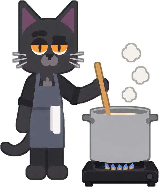 Whisk stirring a big pot that is simmering on a gas burner.